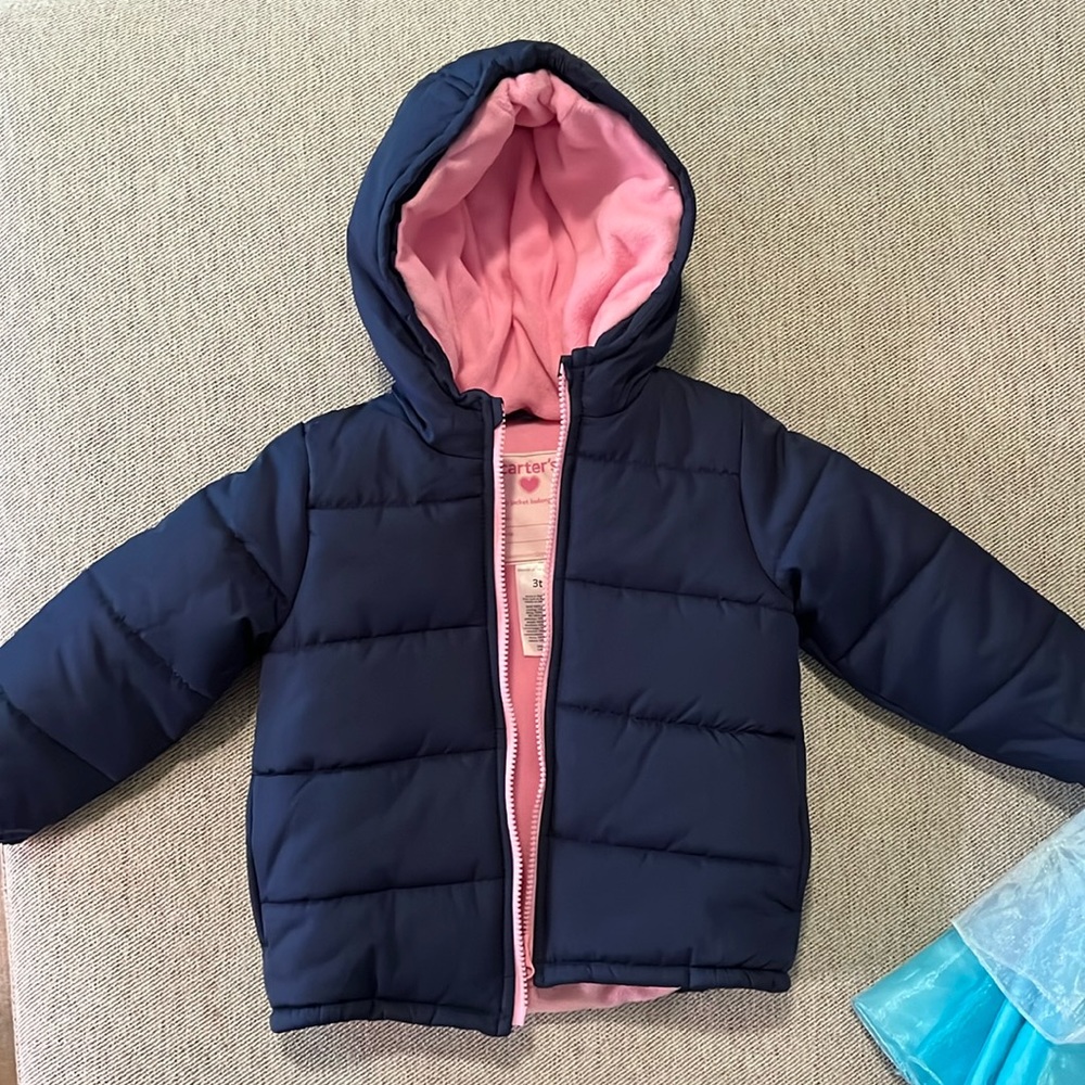 Carters puffy jacket 3T navy /pink